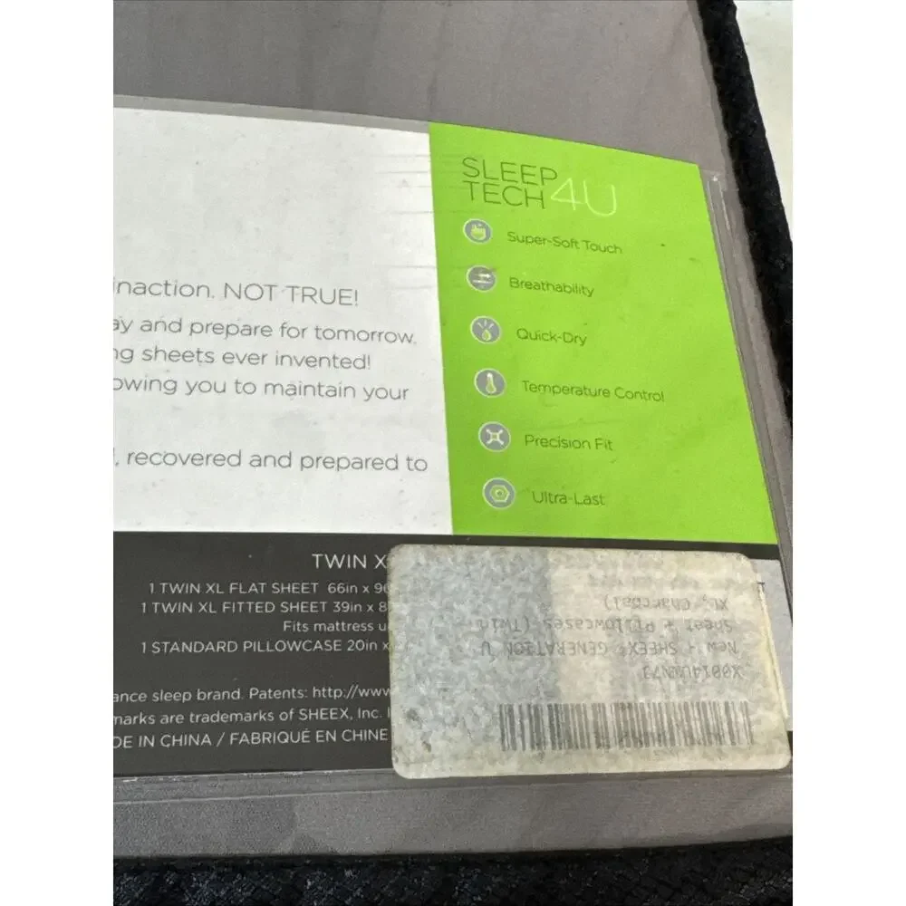 SHEEX Generation U Twin XL Sheet Set Charcoal Gray